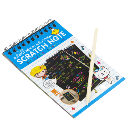 TG67341 SCRATCHBOARD A6 RAINBOW COLORING BOOK SCRATCHBOARD STYLUS NOTEBOOK BLACK NOTEBOOK