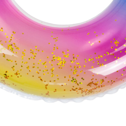 TG67354 AUFBLASBARES SCHWIMMRAD GLITZER-REGENBOGEN FÜR KINDER