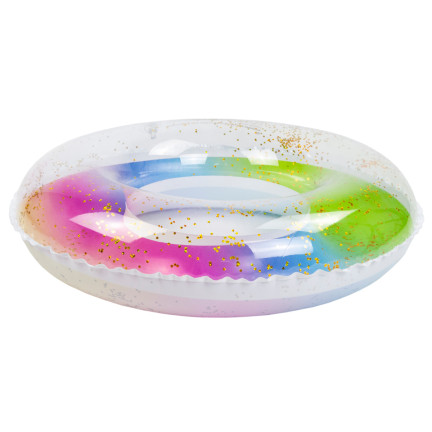 TG67354 AUFBLASBARES SCHWIMMRAD GLITZER-REGENBOGEN FÜR KINDER