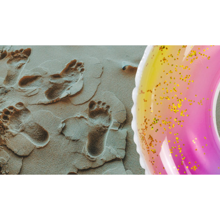 TG67354 AUFBLASBARES SCHWIMMRAD GLITZER-REGENBOGEN FÜR KINDER