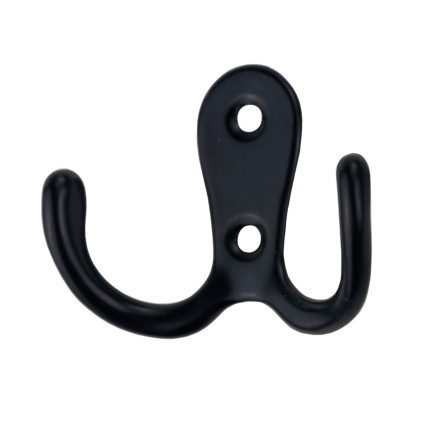 TG67387 KLEIDUNG HANDTUCHHALTER FÜR FLUR DOPPELHAKEN SCHWARZ METALL