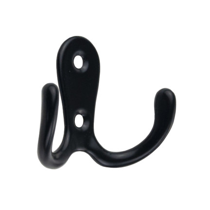 TG67387 KLEIDUNG HANDTUCHHALTER FÜR FLUR DOPPELHAKEN SCHWARZ METALL