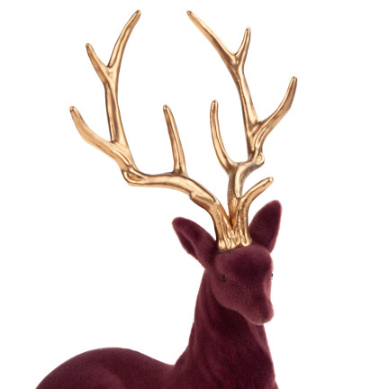 TG68410-10 RENTIER VELOURS DEKORATIVE FIGUR FÜR WEIHNACHTEN DEKORATIONEN GESCHENK
