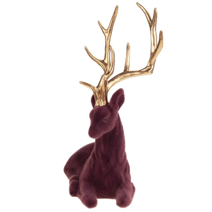 TG68410-10 RENTIER VELOURS DEKORATIVE FIGUR FÜR WEIHNACHTEN DEKORATIONEN GESCHENK