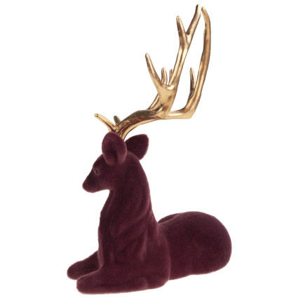 TG68410-10 RENTIER VELOURS DEKORATIVE FIGUR FÜR WEIHNACHTEN DEKORATIONEN GESCHENK