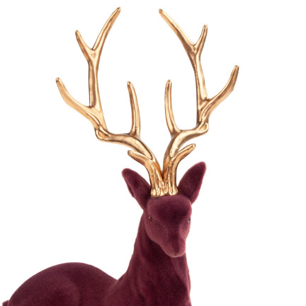 TG68410-10 RENTIER VELOURS DEKORATIVE FIGUR FÜR WEIHNACHTEN DEKORATIONEN GESCHENK