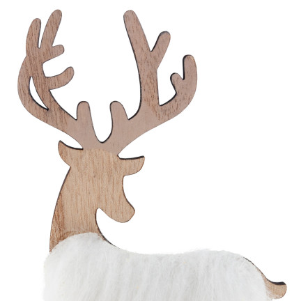 TG68651-1 RENTIER AUS HOLZ MIT FELL FIGUR WEIHNACHTSDEKORATION