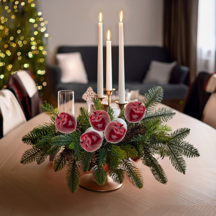 TG69139-4 JABŁUSZKA ZŁOTE JABUŁKA NA DRUCIKU PIKU OZDOBNE WIANKI STROIKI 8 SZT