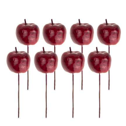 TG69139-4 JABŁUSZKA ZŁOTE JABUŁKA NA DRUCIKU PIKU OZDOBNE WIANKI STROIKI 8 SZT