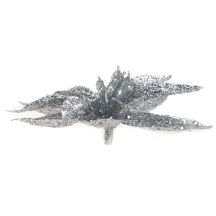 TG69142-2 SILBERNE GLITTER BLUMEN WEIHNACHTSDEKORATION SCHILF