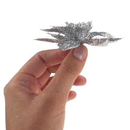 TG69142-2 SILBERNE GLITTER BLUMEN WEIHNACHTSDEKORATION SCHILF
