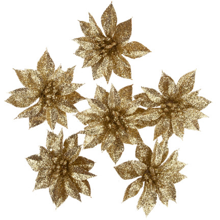 TG69142-3 GOLD BROKAT BLUMEN WEIHNACHTEN DEKORATION SCHILF