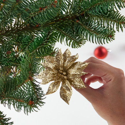 TG69142-3 GOLD BROKAT BLUMEN WEIHNACHTEN DEKORATION SCHILF