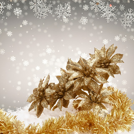 TG69142-3 GOLD BROKAT BLUMEN WEIHNACHTEN DEKORATION SCHILF