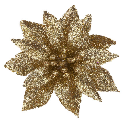 TG69142-3 GOLD BROKAT BLUMEN WEIHNACHTEN DEKORATION SCHILF
