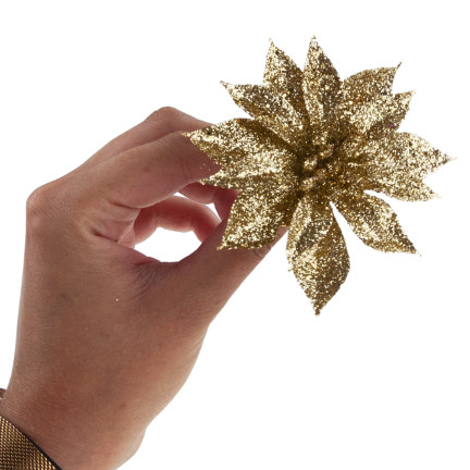 TG69142-3 GOLD BROKAT BLUMEN WEIHNACHTEN DEKORATION SCHILF