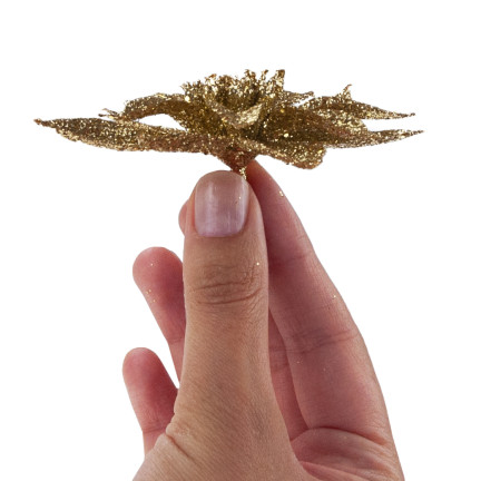 TG69142-3 GOLD BROKAT BLUMEN WEIHNACHTEN DEKORATION SCHILF