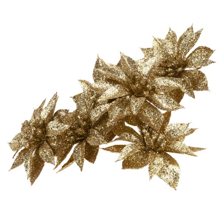 TG69142-3 GOLD BROKAT BLUMEN WEIHNACHTEN DEKORATION SCHILF