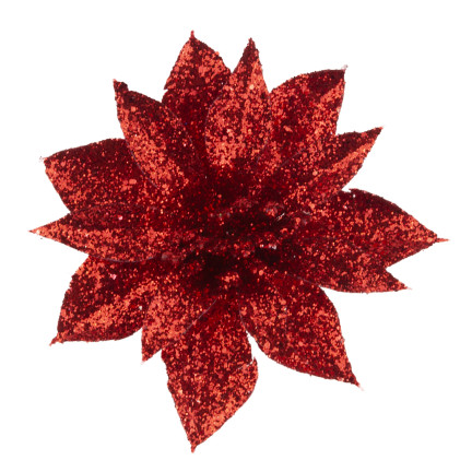 TG69142-4 ROT GLITTER BLUMEN WEIHNACHTEN DEKORATION SCHILF