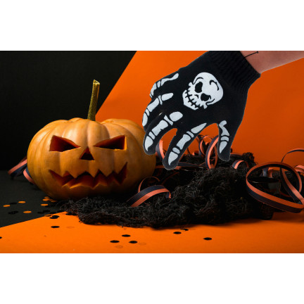 TG70218 HALLOWEEN HANDSCHUHE SKELETT SKELETT KOSTÜM VERKLEIDUNG UNIVERSAL GRÖSSE