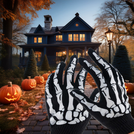 TG70218 HALLOWEENSKÉ RUKAVICE KOSTLIVEC KOSTÝM PŘEVLEK UNIVERZÁLNÍ VELIKOST