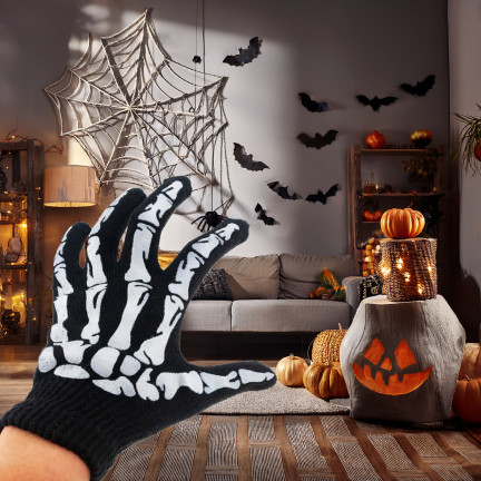 TG70218 HALLOWEENSKÉ RUKAVICE KOSTLIVEC KOSTÝM PŘEVLEK UNIVERZÁLNÍ VELIKOST