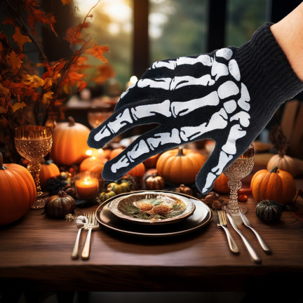 TG70218 HALLOWEENSKÉ RUKAVICE KOSTLIVEC KOSTÝM PŘEVLEK UNIVERZÁLNÍ VELIKOST