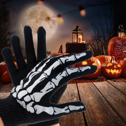 TG70218 HALLOWEENSKÉ RUKAVICE KOSTLIVEC KOSTÝM PŘEVLEK UNIVERZÁLNÍ VELIKOST