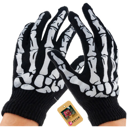 TG70218 HALLOWEENSKÉ RUKAVICE KOSTLIVEC KOSTÝM PŘEVLEK UNIVERZÁLNÍ VELIKOST