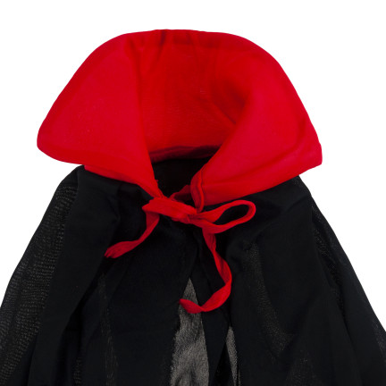 Pirátský kostým, černý, dětský halloweenský převlek, klobouk a plášť, sada