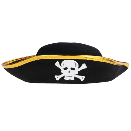 Pirátský kostým, černý, dětský halloweenský převlek, klobouk a plášť, sada