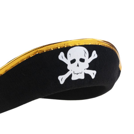 Pirátský kostým, černý, dětský halloweenský převlek, klobouk a plášť, sada
