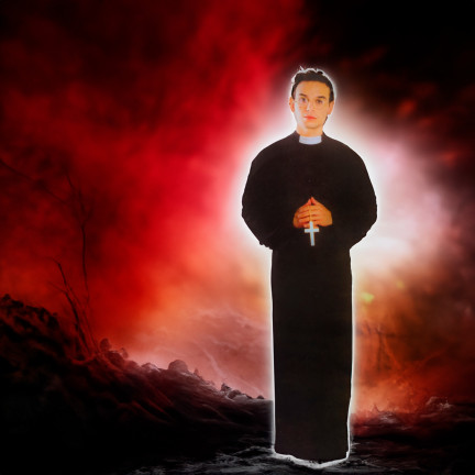 TG70259 KOSTÝM KNĚZE PŘEVLEK HALLOWEEN KARNEVAL SUTANA KLERIKA 