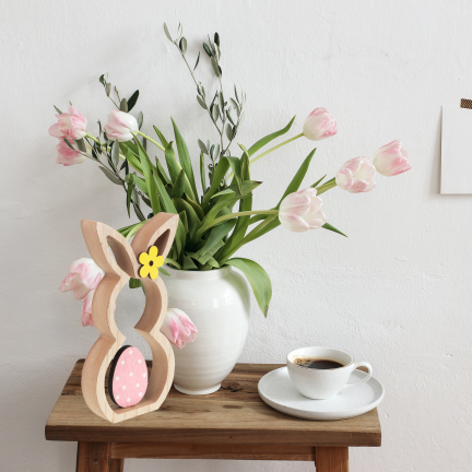 Rabbit figurine, wooden ornament, hare figurine, decorative Easter eggs