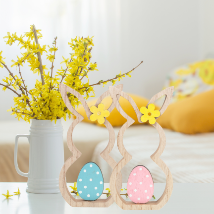 Rabbit figurine, wooden ornament, hare figurine, decorative Easter eggs