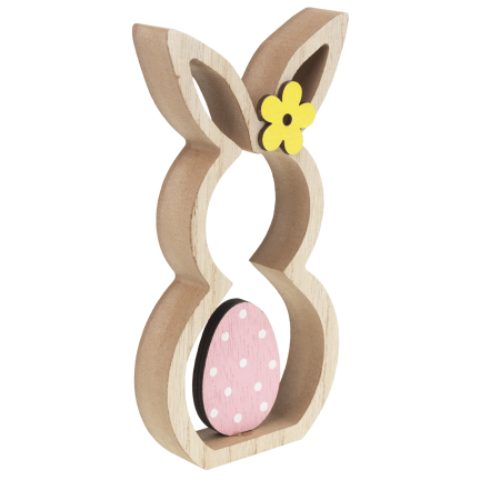 Rabbit figurine, wooden ornament, hare figurine, decorative Easter eggs