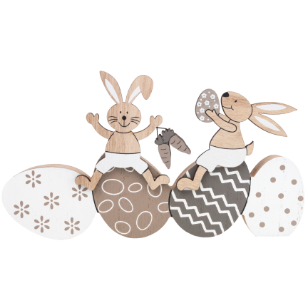 Rabbit and Easter egg figurine, wooden ornament, hare figurine, decorative Easter eggs