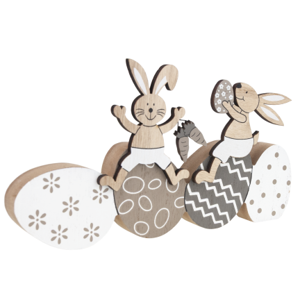 Rabbit and Easter egg figurine, wooden ornament, hare figurine, decorative Easter eggs