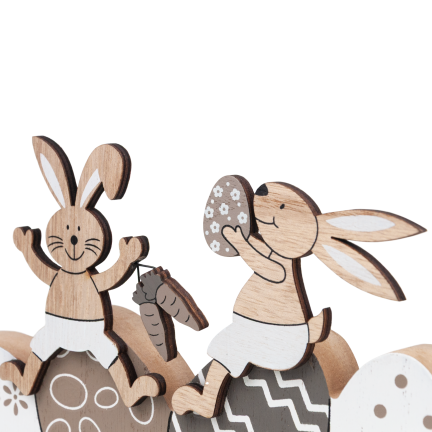 Rabbit and Easter egg figurine, wooden ornament, hare figurine, decorative Easter eggs