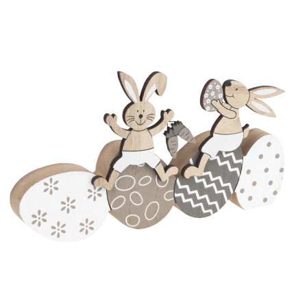 Rabbit and Easter egg figurine, wooden ornament, hare figurine, decorative Easter eggs