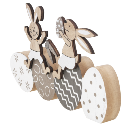 Rabbit and Easter egg figurine, wooden ornament, hare figurine, decorative Easter eggs