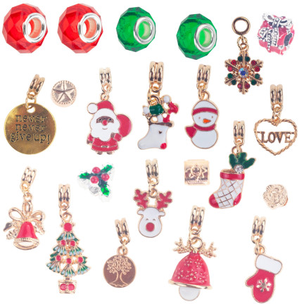 TG70495 ADVENTNÍ KALENDÁŘ ŠPERKY NÁRAMEK DÁREK ZLATÉ PŘÍVĚSKY DIY