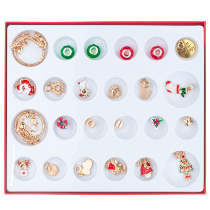 TG70495 ADVENTNÍ KALENDÁŘ ŠPERKY NÁRAMEK DÁREK ZLATÉ PŘÍVĚSKY DIY