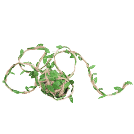 Jute twine, decorative, for gift wrapping, with leaves, 3 m