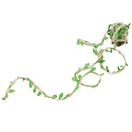 Jute twine, decorative, for gift wrapping, with leaves, 3 m