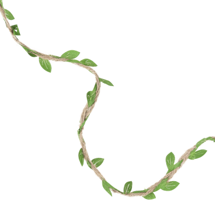Jute twine, decorative, for gift wrapping, with leaves, 3 m