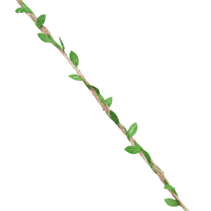 Jute twine, decorative, for gift wrapping, with leaves, 3 m