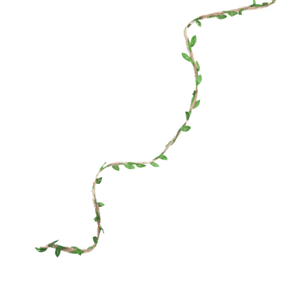 Jute twine, decorative, for gift wrapping, with leaves, 3 m