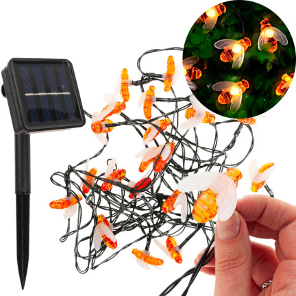 TG71285 GIRLANDE SOLARLEUCHTEN BIENEN LICHT SET 20 LED GARTEN BIENEN