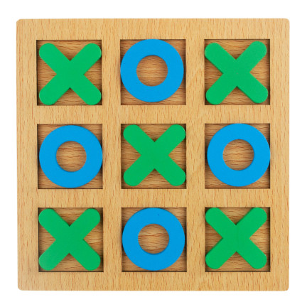 TG71381 Wooden Tic-Tac-Toe Game for Kids: Educational Logic Travel Game